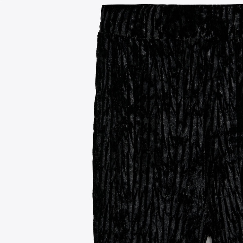 Zara FLARED VELVET VELOUR High-waist Leggings NEW - Picture 4 of 4